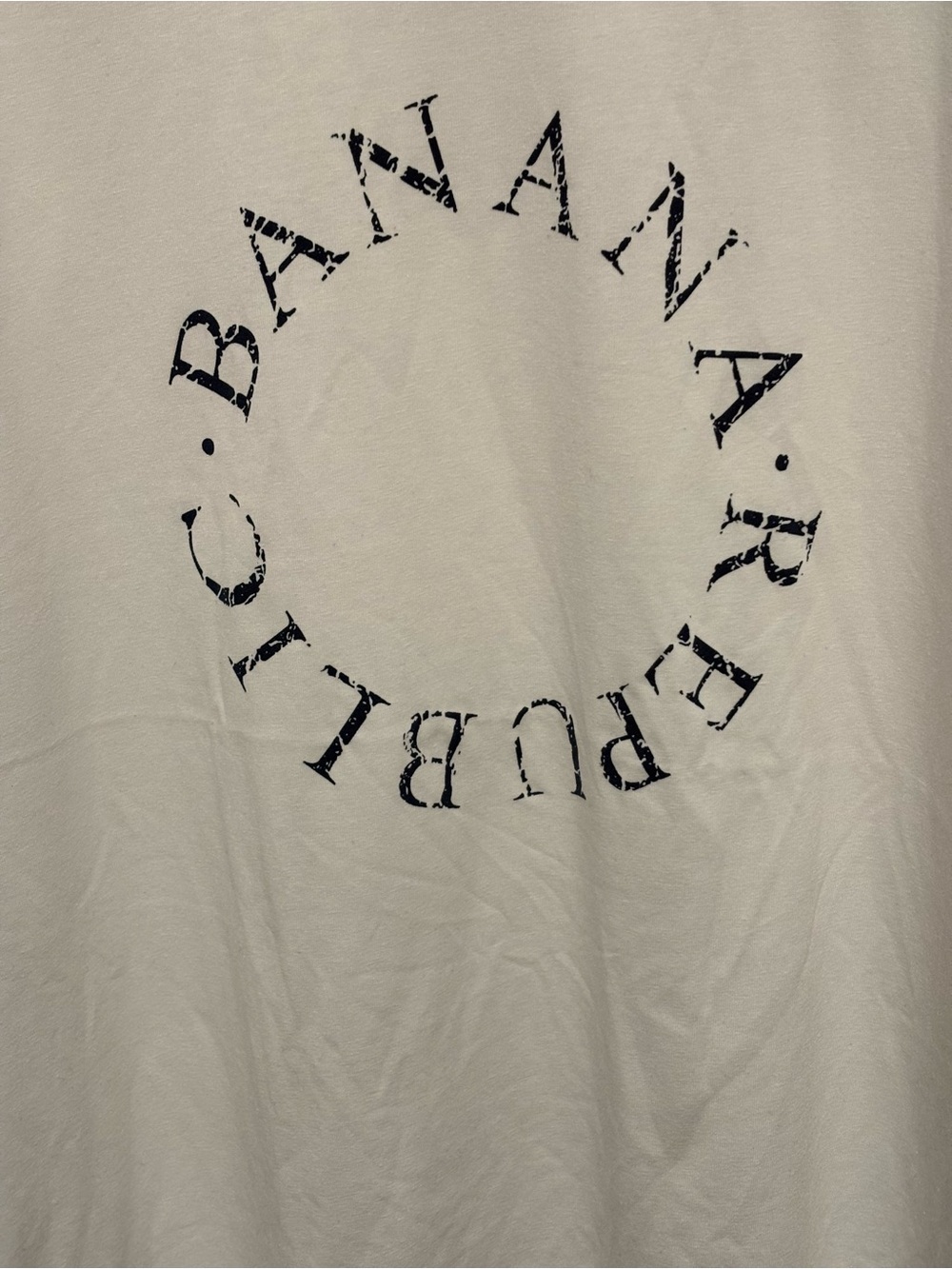Banana Republic white Short Sleeve Tee with Distressed Black Logo